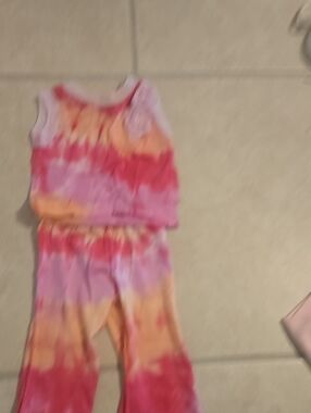 Tie-Dye Pink & Orange Kids Matching Leggings Set